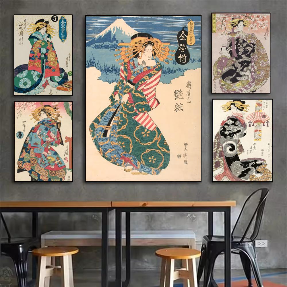 Interior Design Minimalist - Retro Japanse geisha-poster Minimalistische, eenvoudig aan