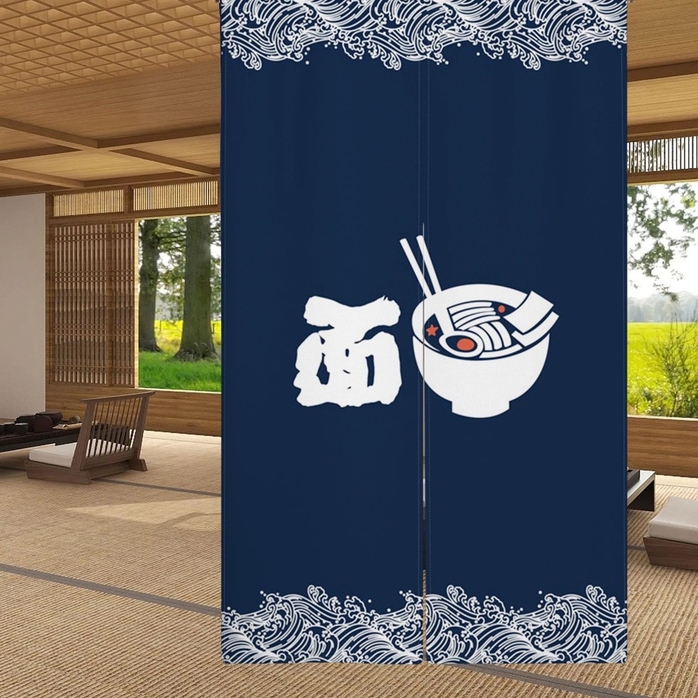 Interior Design Youtube - Japans linnen deurgordijn met Fuji Wave-patroonontwerp,