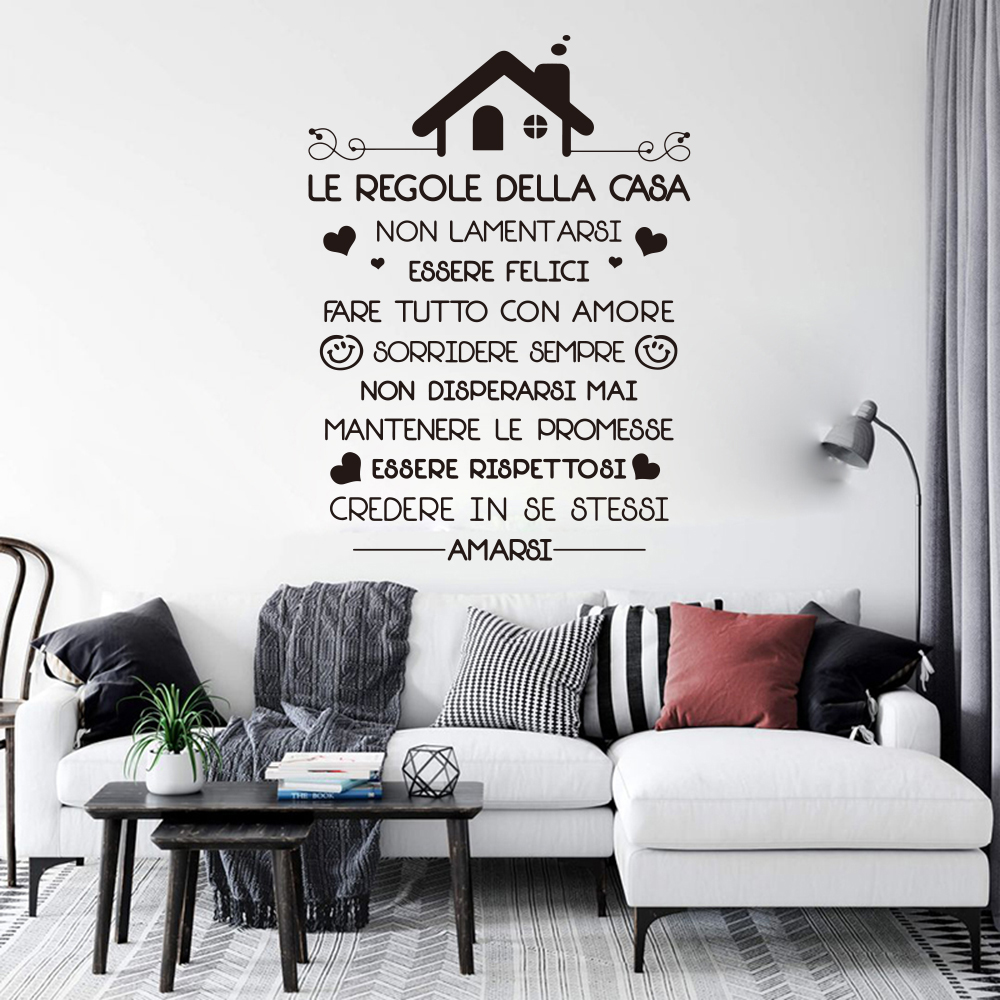 Interior Design Quotes - Italiaanse huisregels muurtattoo woonkamer slaapkamer liefde